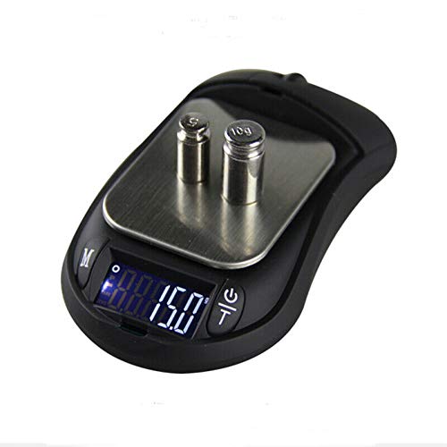 SUPERTOOL Mini balanza digital de ratón, báscula de bolsillo de equilibrio de 0.01 g-500 g, mini báscula de bolsillo portátil para pesar joyas de hierbas doradas