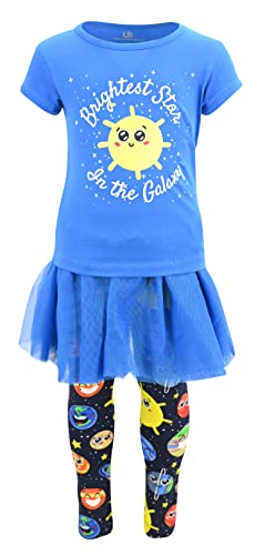 Image of Unique Baby Girls 2 Piece Clothing Set for Toddlers and Kids Short Sleeve Holiday Graphic Tee and Leggings