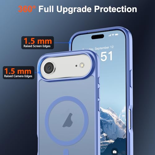 Image of SUPFINE Magnetic for iPhone Air Case (Compatible with MagSafe)(Military Grade Drop Protection) Slim Translucent Matte Shockproof with Anti-Fingerprint Phone Cover for 17 Air,Blue Purple