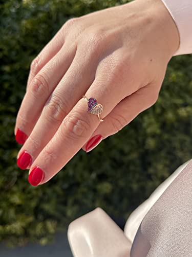 1/3 Carat Diamond and Red Ruby Heart Ring for Women in 14k White or Rose Gold cttw Promise Anniversary Ring Size 5 to 10 by LeVian4