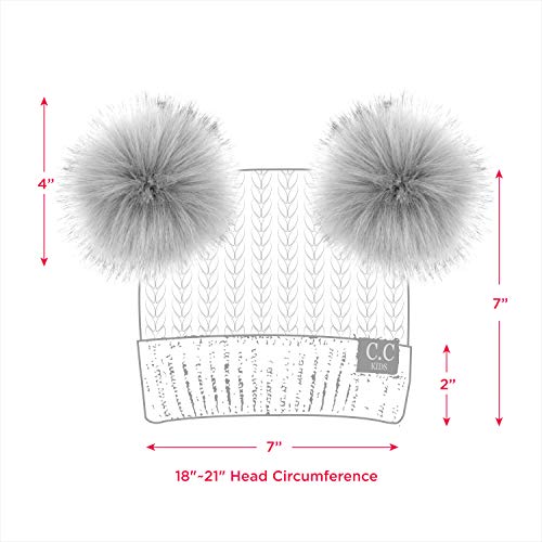 Image of C.C Exclusives Children Kid Double Pompom Knitted Beanie for Kids Ages 2-5 (KID-23)(KID-24)(KIDS-2055)