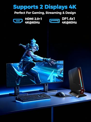 Image of TOPGRO T1-MAX Mini Gaming PC,13th Gen i9-13900HX丨Geforce RTX4070 8G GDDR6,32GB DDR5, 1TB PCIe4.0 SSD, Gaming AI PC,RGB Lighting,HDMI2.0 /DP1.4 /WiFi 6E /BT 5.3 /Win11 Pro High-Performance Desktop Computer