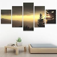 SIGNWIN 5 Panel Canvas Wall Art Modern Art Coastal Colorful Multicolor Photography Romantics Sunset for Home Decorations Ready to Hang - 60