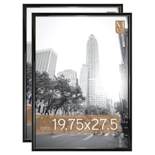 MCS Trendsetter 19.75x27.5 Poster Frame Black High-Gloss, Vertical & Horizontal Wall Hanging Large Picture Frame for Photos, Posters & Art Prints (2-Pack)