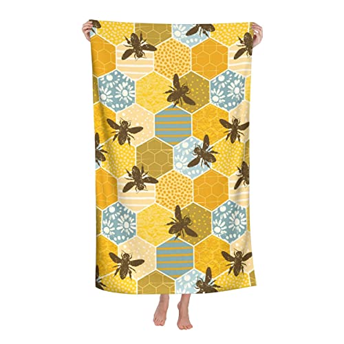 QAZG Toalla de Playa de Microfibra 32x52 Pulgadas Toallas para Gym Toallas alberca Panal geométrico de Abeja