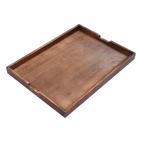 Cubierta de Cocina y Tabla para Servir de Madera de Pino Sólida Hecha a Mano JenyunTech, Color Nogal, Rectangular, 75x55.88 cm, 0.76 cm de Grosor, con Asas Integradas