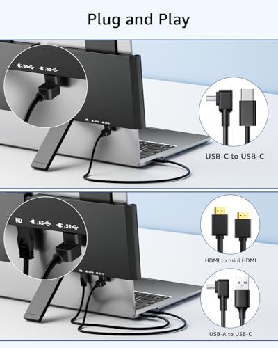 Image of Yodoit Laptop Screen Extender, 14 inch FHD 1920x1080 Travel Monitor with USB Type C Port and Built-in Speakers Compatible with MacBook
