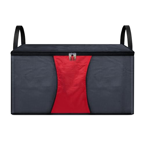 Image of Storite 2 Pack Multi-Purpose Moisture Proof Heavy Duty 1680 Denier Nylon 110 L Super-Size Large Toys /Stationery Paper /Blankets /Clothes Storage Bag -Grey /Red (63.5 x 45.7 x 38cm)