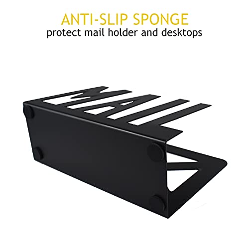 Desktop Letter Holder, Two-Sided Designs Black Metal Desktop Cutout Mail Letter Holder, Letter Sorter Envelope Holder For Home Office School, Bill Filling Paper Document #TOP2