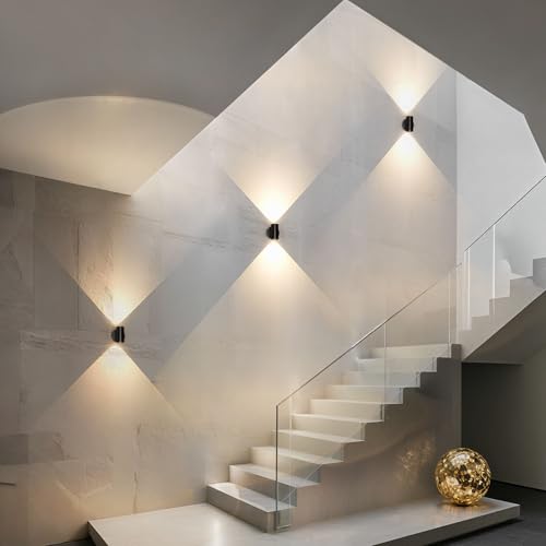Image of Tubicen Up Down Wall Sconce Indoor Dimmable Movie Theater Lights Hardwired | 7W Bright LED Cylinder Wall Sconces Modern Interior Wall Light for Living Room Home Theater Hallway Stairs 3000K 5.4 inchH Black
