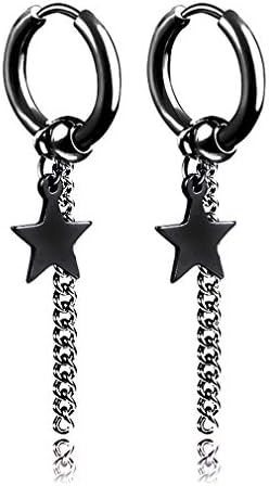 Punk Body Piercing Star Dangle Drop Earrings Long Chain Hoop Earrings