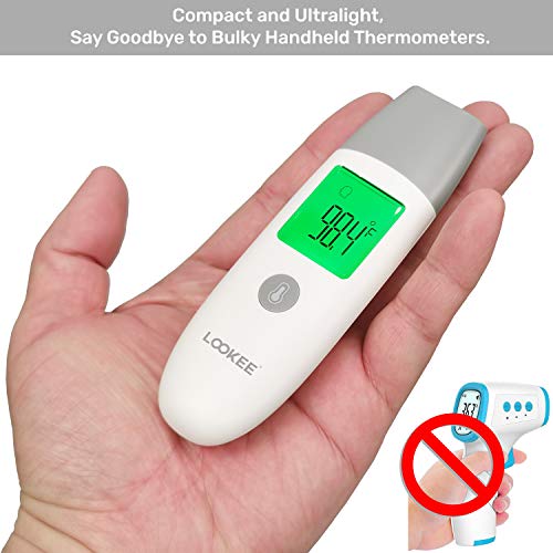Lookee Petite Infrared Touchless Forehead Thermometer For Adults And Kids | Baby Thermometer With Fever Alarm | 3-In-1 No Touch Medical Digital Thermometer With Memory Of 35 Readings | Battery & Pouch #TOP1