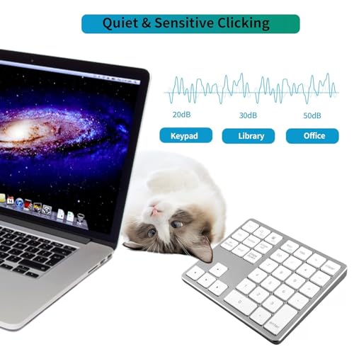 Image of Tobo Wireless Numeric Keypad 35 Keys, Bluetooth+2.4GHz, 500mAh Rechargeable, 365 Days Standby, Quiet Keys, Aluminium Number Pad for Laptop Desktop PC (TD-K35)