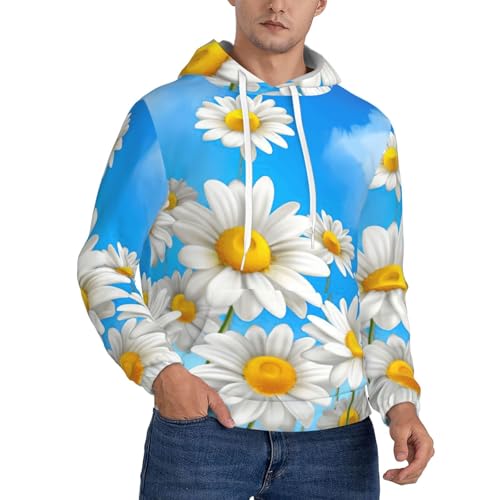 Chandail en polyester imprimé marguerites EdWal avec finitions premium et capuche