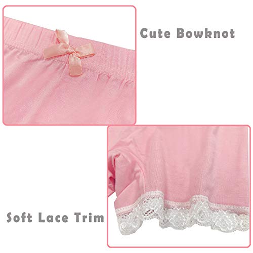 Girls Lace Shorts Under Dress Dance Bike Shorts For Playground Gym Sports (White, Pink, Grey, Black, 4T-5T) #TOP3