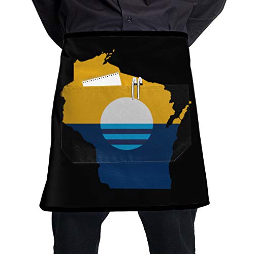 Adult Unisex Milwaukee Sunrise Flag Map Adjustable Neck Bib Aprons With Pockets