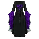 Robe maxi à manches courtes avec poches - Costume Renaissance pour femme - Robe médiévale avec manches trompettes - Robe longue gothique - Carnaval - Robe de soirée gothique Y2K - Taille élastique réglable - Robe de cocktail pour femme - Ourlet haut - Robe moulante pour femme - Robe médiévale d'Halloween vintage à capuche - Robe à capuche d'Halloween vintage - Robe à capuche pour femme - Robe d'été renaissance gothique victorienne à manches évasées