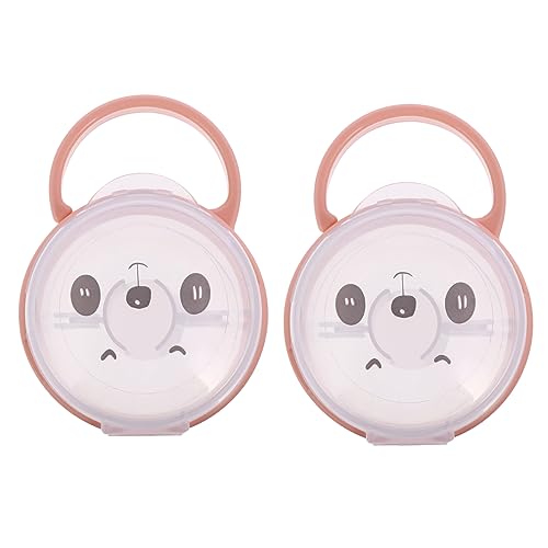 Vaguelly 2個おしゃぶり収納ボックス 漫画風デザイン 素材 軽量 コンパクト おしゃぶり保護ケース 持ち運び便利 ハンドル付き ベビーカー掛け可