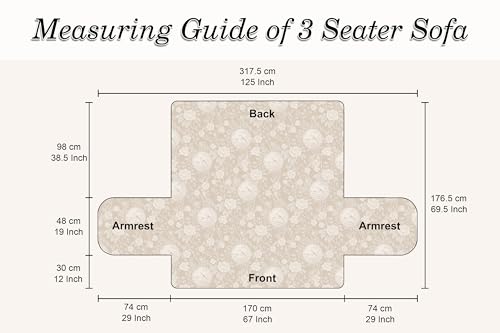 Image of Cloth Fusion 300 GSM Quilted Jaipuri Theme Printed 3 Seater Sofa Cover Mat-Style Fully Covered with Armrest Pockets, Adjustable Straps & Lock Fit (170 cm Seat Run, Floral Toile)