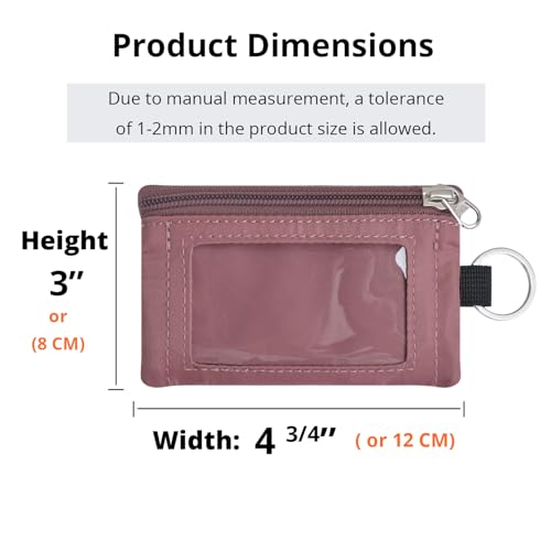 Image of RFID Blocking Travel Wallet with Adjustable Lanyard, Small Nylon Zipper Pouch and Badge Holder for ID, Credit Cards, Cash, Keys, Commuters (Warm Mauve)