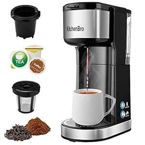 KitchenBro Single Serve Coffee Maker K Cup with 14 Oz Removable Reservoir, Fast Brew K Cup Coffee Machine, Single Cup Coffee Maker with Self-Cleaning Function, Black