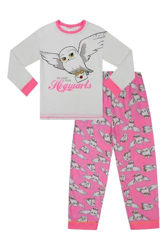 HARRY POTTER Girls Hedwig I Got My Letter From Hogwarts Pink White Long Pyjama Set Kids PJs (12-13 Years)