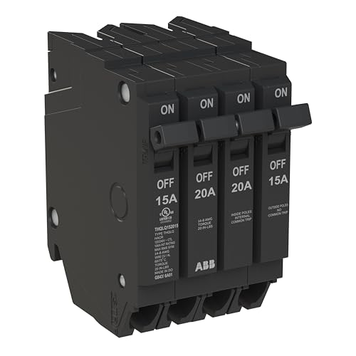 ABB Q-Line® THQLQ152015 Quad Circuit Breaker • 15A/1P, 20A/2P, 15A/1P Configuration • 120/240 VAC • 10 kAIC Interrupt Rating • Thermal Magnetic Plug-On Breaker for Load Centers by ABB - Used condition - Image 3