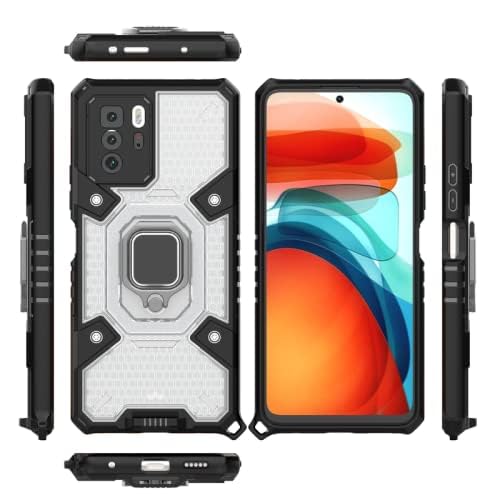 Image of zivite Tough Armor Bumper Back Case Cover for Mi Redmi Note 10T 5G | Ring Holder & Kickstand in-Built | 360 Degree Protection Back Case Cover for Mi Redmi Note 10T 5G (Transparent)
