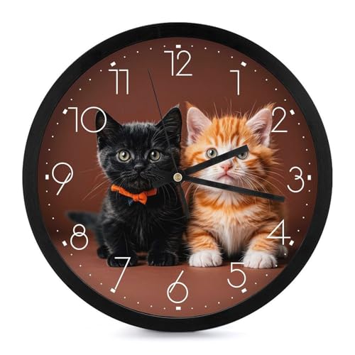 Horloge murale silencieuse sans tic-tac avec motif chaton mignon - 2
