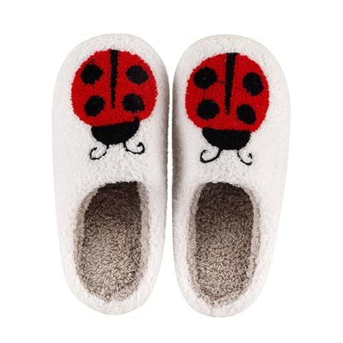 Pantuflas de mariquita lindas pantuflas para mujer, diseño de escarabajo, deslizadores esponjosos de espuma viscoelástica, deslizadores esponjosos para interiores y dormitorios, toboganes de casa