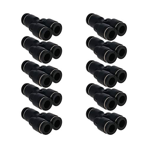Othmro PY8 Plastic Connect Splitter Push to Tube Fittings 8mm OD Push Lock Black 10pcs