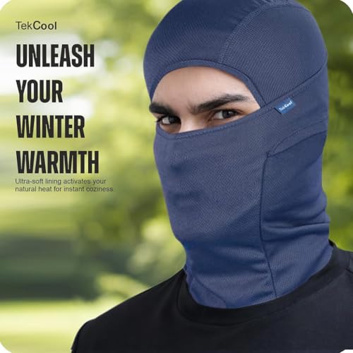 Image of TEKCOOL Face Mask for Bikers in Riding UV Protected Full Face Mask Balaclava for Men Black Mask for Bike Riding & Cycling, Full Face Helmet Mask for Men