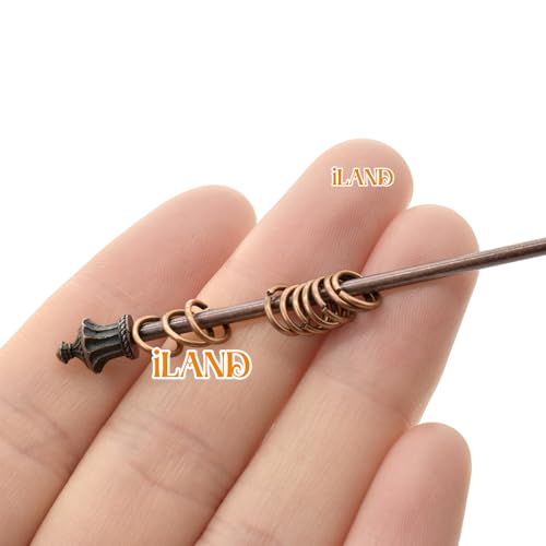 iLAND Miniature Dollhouse Accessories on 1/12 Scale, Dollhouse Decor of Mini Curtain Rods, with Antique Crown Finial (Premium Bronze) - Thumbnail 6