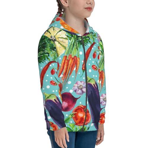 Vegetable Kid Hoodies Boys Zip Up Sweatshirts Girls Pullover with Pocket4