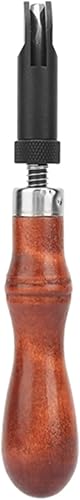 Miniatura 5 de TOPINCN Ranuradora de empuje tipo V, mango de madera ajustable, tipo V, herramienta de ranurado de cuero, herramienta de gouge de artesanía de