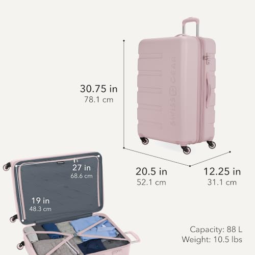 Image of SwissGear 7366 Signature Hardside Expandable Luggage with Spinner Wheels and TSA Lock, Weekender Tote, Pink, 2-Piece Set (Weekender /27)