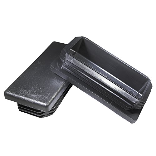 Prescott Plastics 0.75 x 1.5 Inch Rectangle Plastic Plug Insert (4 Pack), Black End Cap for Metal Tubing, Fence, Glide Insert for Pipe Post, Chairs and Furniture