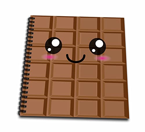 3dRose db_57500_1 Kawaii Happy Milk Chocolate Bar Cute Smiley Foods Japanese Style Cartoon Anime Character Drawing Book, 8 by 8-Inch