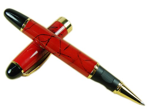 Lanxivi Jinhao 450 Roller Ball Pen with Pen Pouch Chinese Red Lacquer Black Line