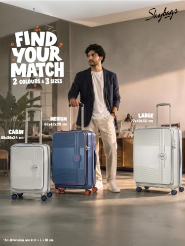 Image of Skybags Zephyre Medium Hard Luggage (65 Cm) | Luggage Trolley with 8 Wheels, TSA Lock and Expander | Gray | Unisex