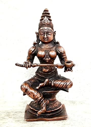 Image of Copper Idols India, 3.9 inches, Handmade Annapoorani Idol with, 340 Grams, Patina Antique Finish, Pack of 1 Piece
