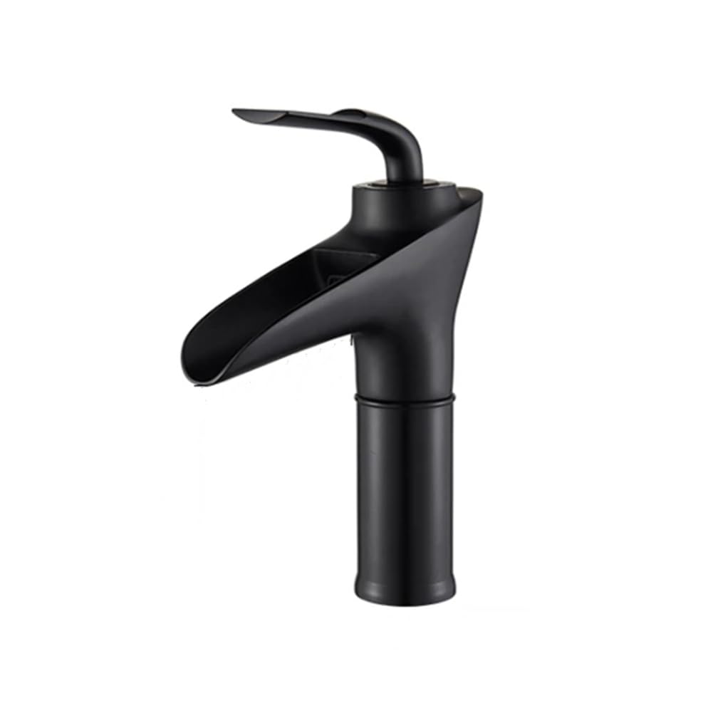 Mitigeur cascade noir et laiton antique pour lavabo au design retro chic