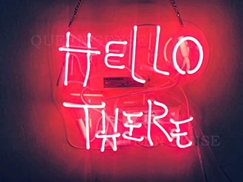 🔥 Cashback up to 70% Queen Sense 14" Hello There Hell Here Pink Neon Sign with on/Off Switch for O and T Acrylic Handmade Wall Decor Neon Light WB370