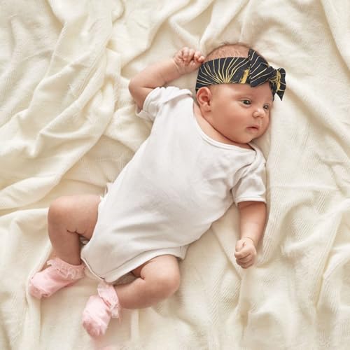 Golden Leaf Prints Baby Bow Headband Super Stretchy Soft Bows Hair Accessories for Newborn Infants Toddlers Kids Girls4