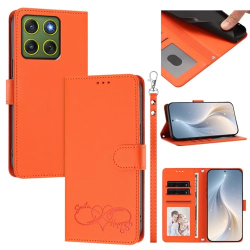 �X�}�z�P�[�X �Ή��@�� for Motorola Moto X70 Air 5G / Edge 70 5G �X�}�z�P�[�X�y�J�[�h�E�������[�X���b�g�t�� �E�H���b�g�f�U�C�� �t���b�v�X�^���h �����h�~�@�\�zOrange