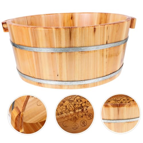Cubeta de madera para baño de pies portátil y ligera miniatura 6