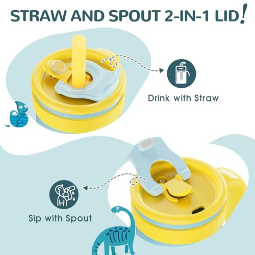 Image of 14 oz Toddler Tumbler with Handle, Kids Sippy Cups with Straw and Spout Lid