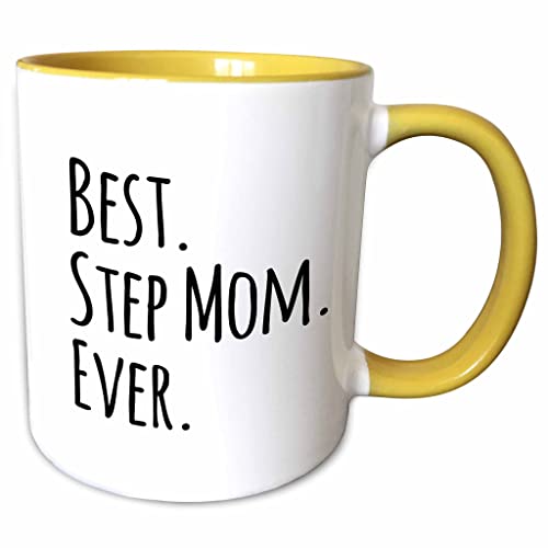 3dRose Best Step Mom Ever 11oz Two-Tone Yellow Mug
