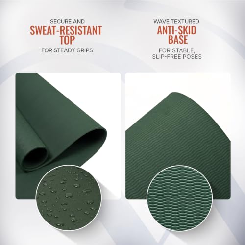 Image of WiseLife Grande XL 6 MM TPE Yoga Mat for Men & Women | Extra Thick, Long & Wide Premium Exercise Mat with Yoga Strap | Anti-Slip & Anti-Tear Ideal for Yoga, Pilates, Home Workouts & Gym Use (Green)