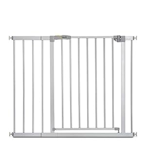 Hauck Treppenschutzgitter / Türschutzgitter Stop N Safe 2 incl. 21 cm Verlängerung, für Breiten 96 – 101 cm, ohne Bohren, Einhändiges Öffnen, Beidseitig Schwenkbar, Metall, Grau